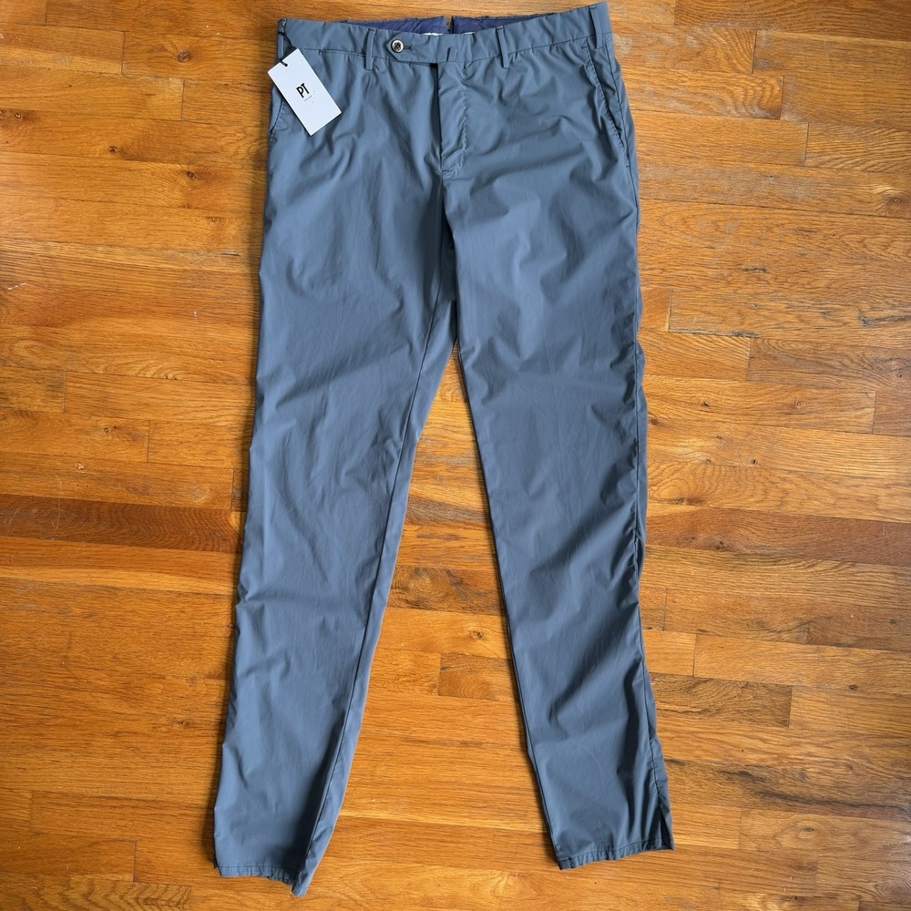 NWT PT Torino Mens Dress Pants Slim Fit Blue Kinetic Stretch 50 US 34 Unhemmed